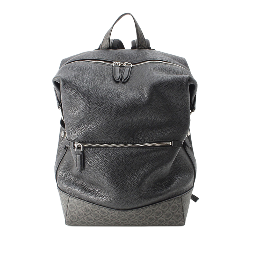 Pre-Loved Ferragamo Gancini Coated Canvas Trimmed Leather Backpack